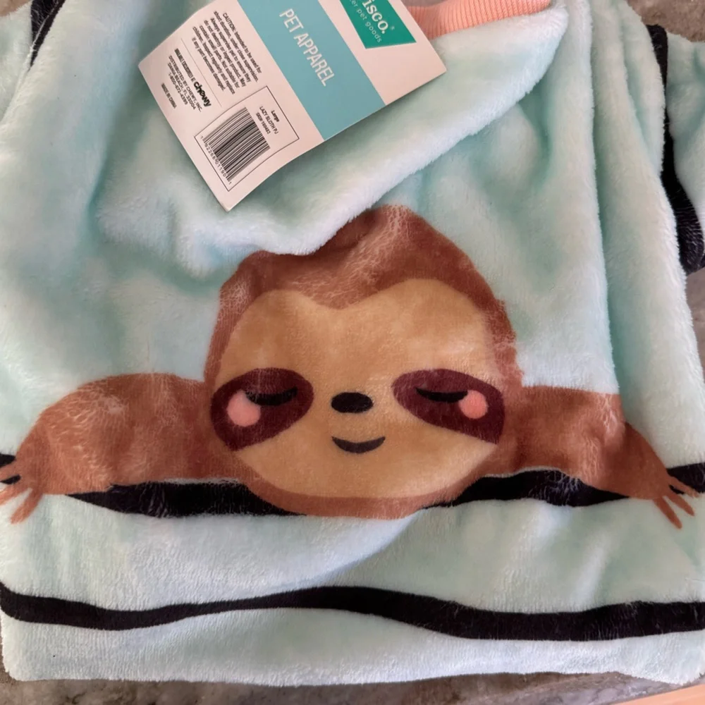 NWT! Super soft,striped Sloth Pet Onesie. Smokefree home! For a cat or small dog